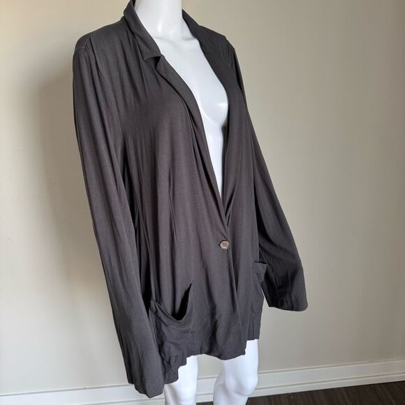 J. Jill Stretch Rayon Knit Blazer Size XL long Sleeve Dark Grey - Picture 3 of 6